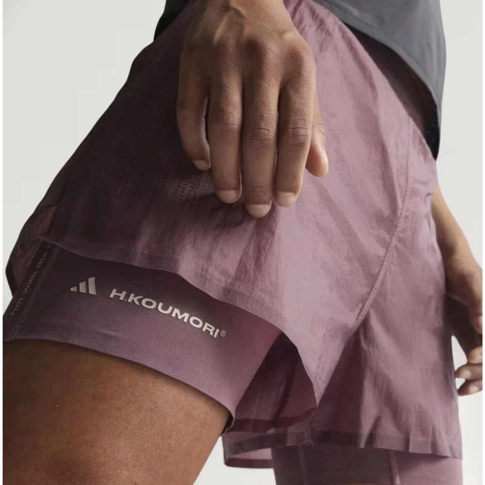 Adidas ADI365 HK2 in 1 5" Running Shorts H.KOUMORI KB8431 Men’s Small Purple